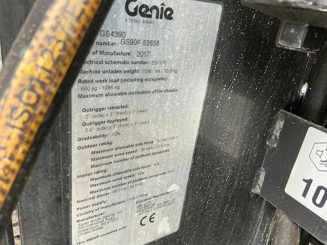 2017 genie gs-4390 hoogwerker - afbeelding 31 van  37