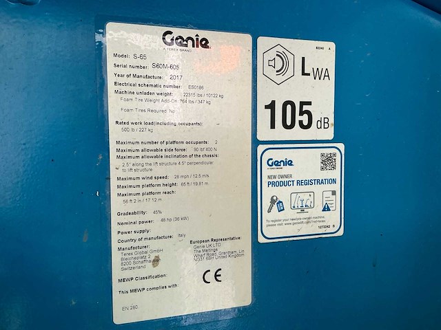 2017 genie s65 hoogwerker - afbeelding 27 van  35