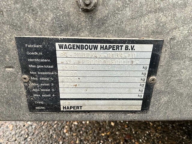 2017 hapert machinetransporter 04-wr-gr - afbeelding 12 van  20