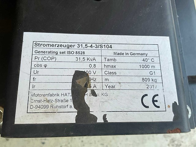 2017 hatz diesel stromerzeuger 31,5-4-3/s104 noodstroomaggregaat - afbeelding 2 van  10
