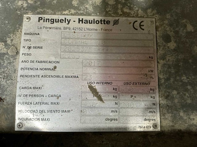 2017 haulotte compact 10 hoogwerker - afbeelding 8 van  17