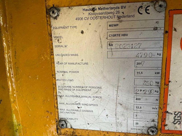 2017 haulotte compact c10rte hoogwerker - afbeelding 15 van  22