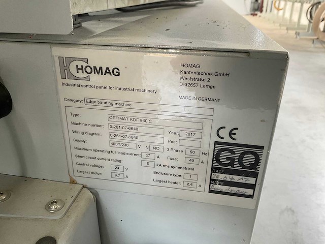 2017 homag optimat kdf 860 c kantenaanlijmmachine - afbeelding 7 van  13