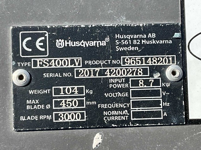 2017 husqvarna fs400lv asfaltzaagmachine / betonzaagmachine - afbeelding 4 van  12