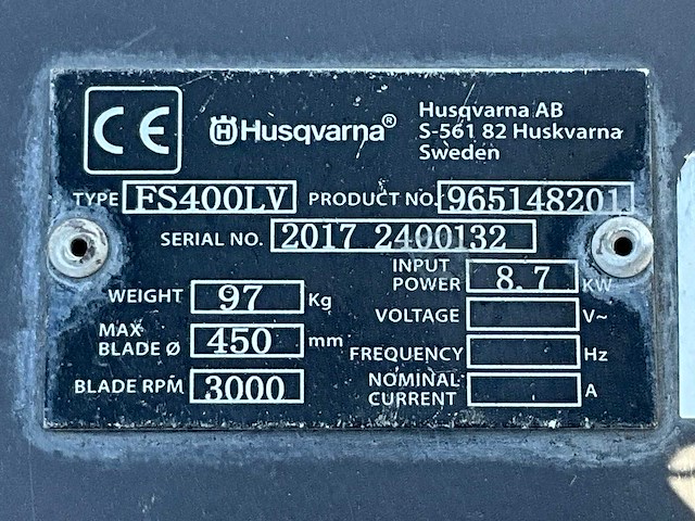 2017 husqvarna fs400lv asfaltzaagmachine / betonzaagmachine - afbeelding 4 van  11