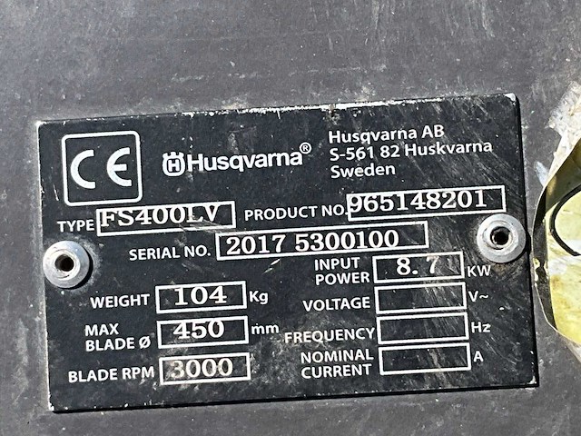 2017 husqvarna fs400lv asfaltzaagmachine / betonzaagmachine - afbeelding 3 van  11