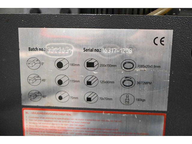 2017 huvema hu 210 ac verticale bandzaagmachine - afbeelding 6 van  6