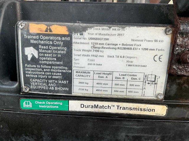 2017 hyster h4.0f16 vorkheftruck defect - afbeelding 19 van  22