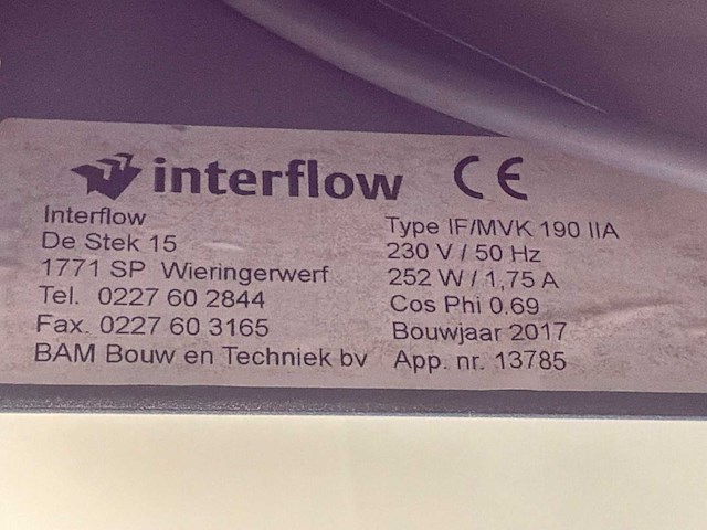 2017 interflow if/mvk 190iia laminaire stroomkast - afbeelding 5 van  5