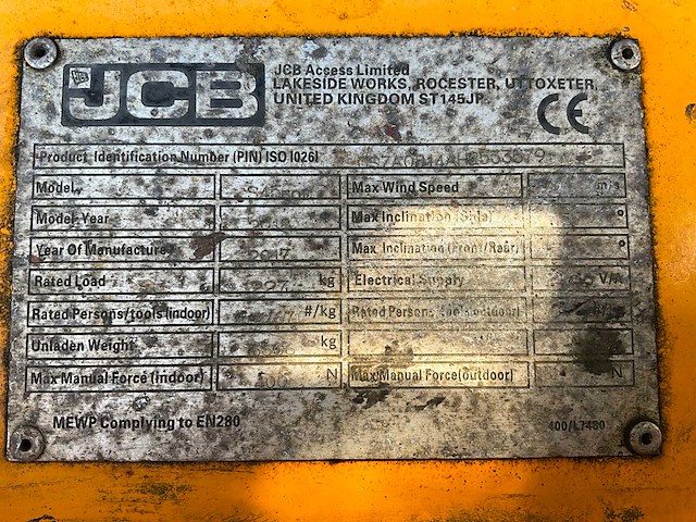 2017 jcb s4550e hoogwerker - afbeelding 15 van  22