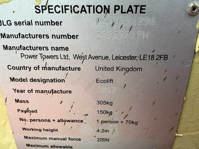 2017 jlg ecolift 2.2 hoogwerker - afbeelding 9 van  9