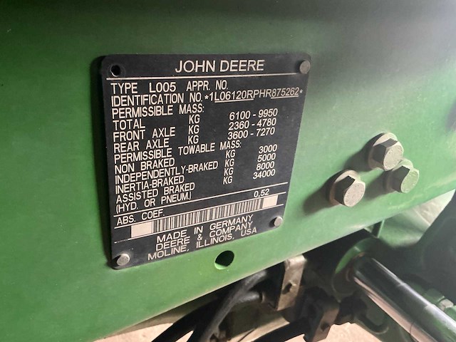 2017 john deere 6120r vierwielaangedreven landbouwtractor - afbeelding 37 van  44