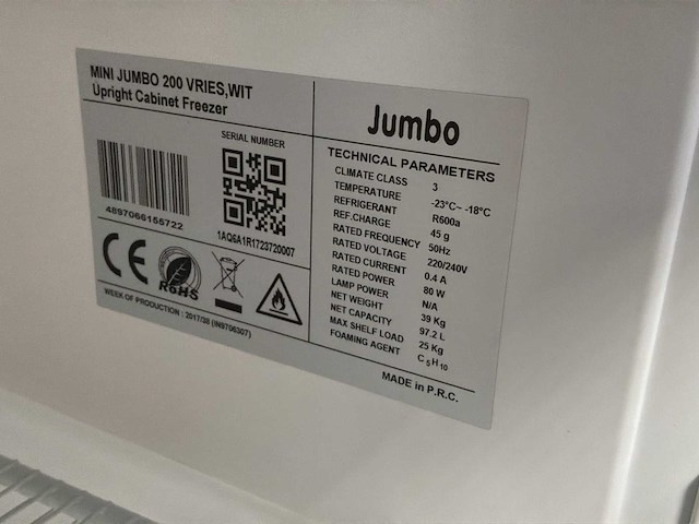 2017 jumbo mini 200 vriezer - afbeelding 9 van  9