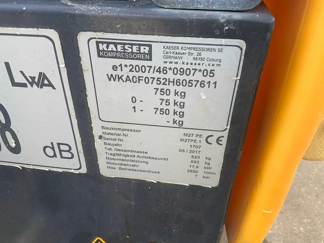 2017 kaeser m27pe compressoraanhangwagen - afbeelding 15 van  18