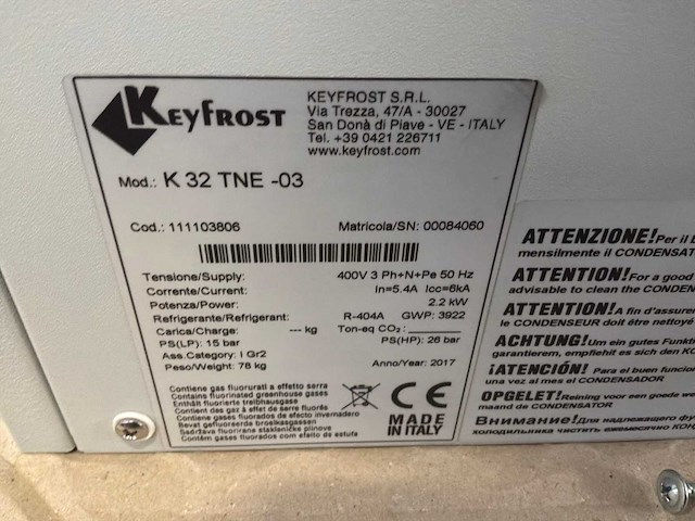 2017 keyfrost k 32 tne-03 externe koelunit - afbeelding 5 van  6