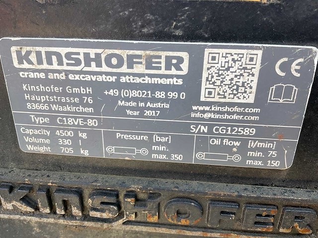 2017 kinshofer c18ve-80 schalengrijper - afbeelding 2 van  10