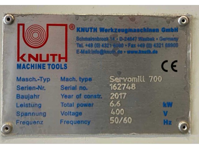 2017 knuth servomill 700 cnc verticale freesmachine - afbeelding 3 van  11