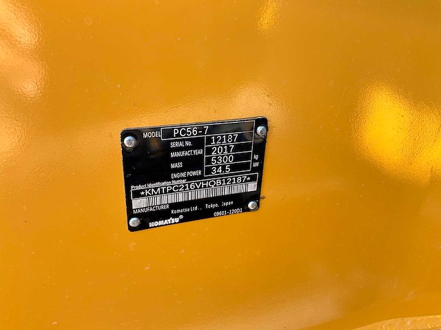 2017 komatsu pc56-7 midigraafmachine - afbeelding 11 van  14