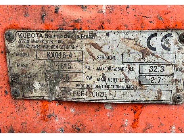 2017 kubota kx016-4g minigraafmachine - afbeelding 16 van  23