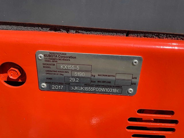 2017 kubota kx155-5 midigraafmachine - afbeelding 11 van  19