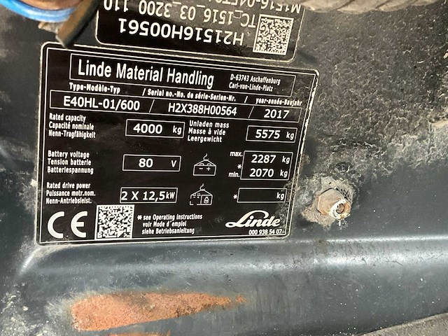 2017 linde e 40 vorkheftruck - afbeelding 17 van  24