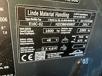 2017 linde e16c-02 vorkheftruck - afbeelding 34 van  99