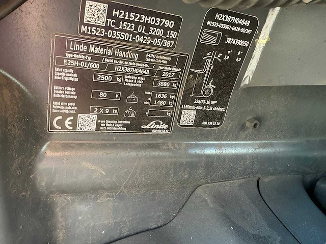 2017 linde e25ph-01/600 vorkheftruck - afbeelding 7 van  15