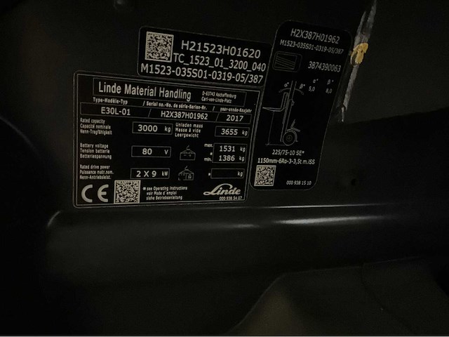 2017 linde e30l-01 3000kg vorkheftruck - afbeelding 13 van  20