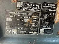 2017 linde e30l-01 vorkheftruck - afbeelding 16 van  23
