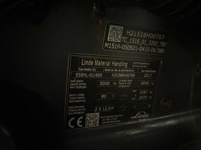 2017 linde e50hl-01/600 vorkheftruck - afbeelding 9 van  17
