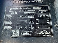 2017 linde h25d-02 evo vorkheftruck defect - afbeelding 29 van  34