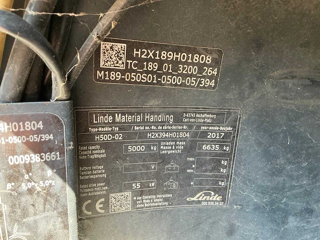 2017 linde h50d-02 vorkheftruck - afbeelding 15 van  18