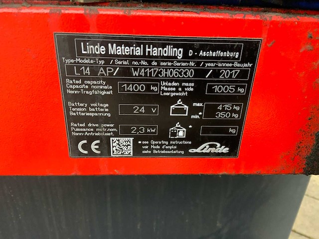 2017 linde l14 ap stapelaar - afbeelding 10 van  13