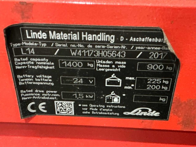 2017 linde l14 stapelaar - afbeelding 2 van  2