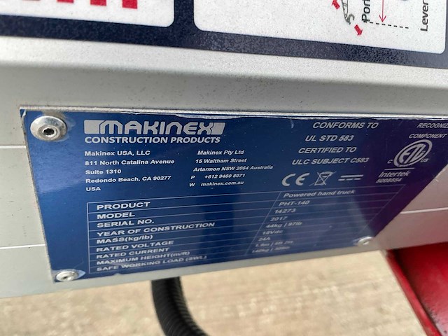 2017 makinex pht-140 electrische materiaallift - afbeelding 8 van  8