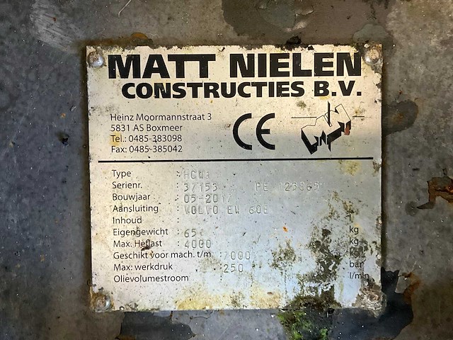 2017 matt nielen hcw1 hydraulische snelwissel cw10 - afbeelding 8 van  8