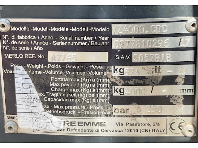 2017 merlo tre emme vz4000.cdc hydraulische lier - afbeelding 2 van  10