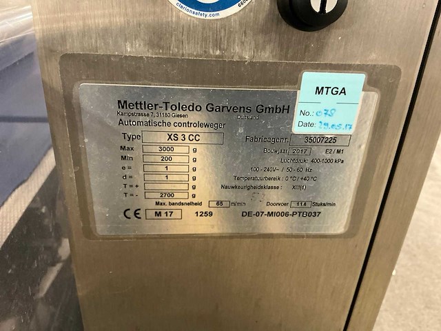 2017 mettler toledo xs3cc checkweigher - afbeelding 7 van  7