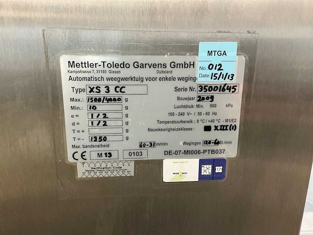 2017 mettler toledo xs3cc checkweigher - afbeelding 6 van  6