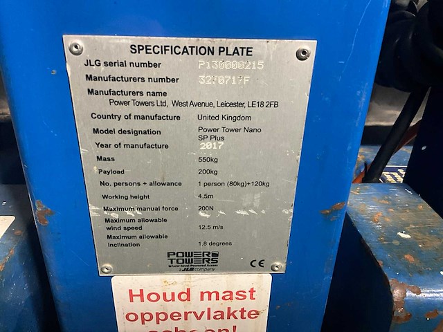 2017 nano 830sp plus hoogwerker - afbeelding 4 van  12