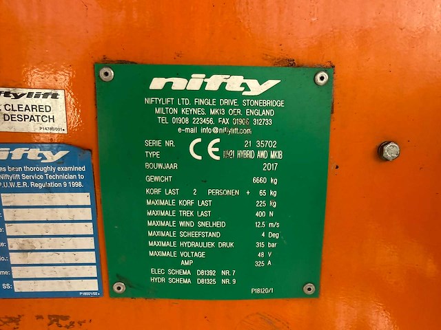 2017 nifty lift hr 21de 4x4 telescoophoogwerker - afbeelding 16 van  25