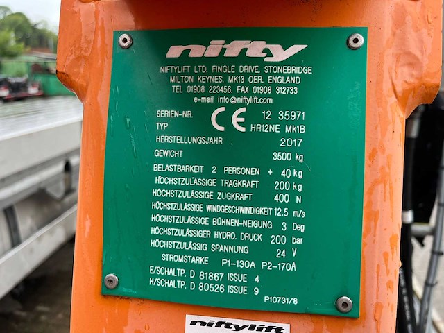2017 niftylift hr12ne mk1b hoogwerker - afbeelding 10 van  10