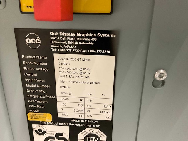 2017 océ arizona 2260 gt metric flatbedprinter uv - afbeelding 4 van  16
