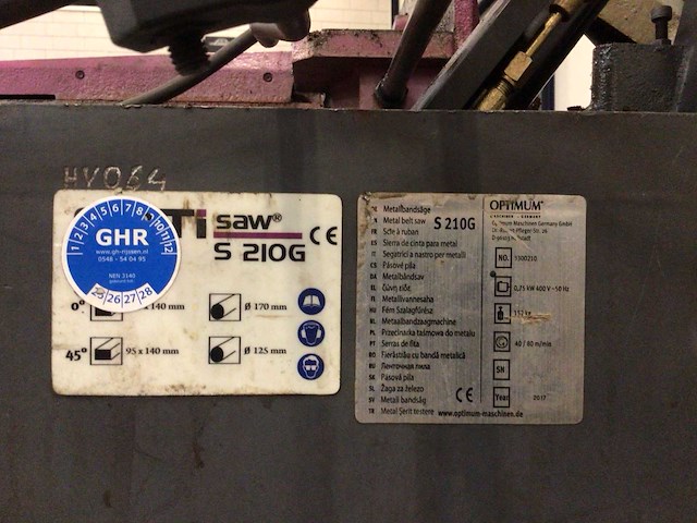 2017 optimum s210g metalen horizontale bandzaagmachine - afbeelding 4 van  5
