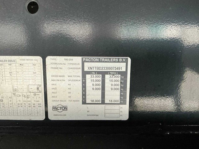 2017 pacton thd.233 oplegger - afbeelding 6 van  32