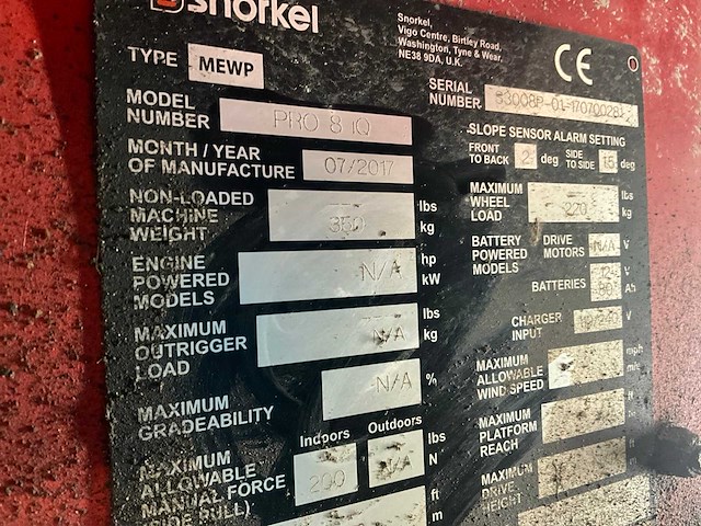 2017 snorkel pro 8 iq hoogwerker - afbeelding 4 van  12