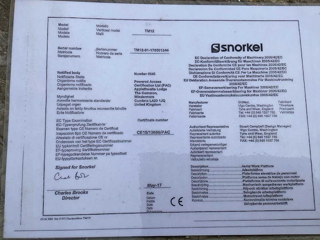 2017 snorkel tm 12 hoogwerker - afbeelding 9 van  9