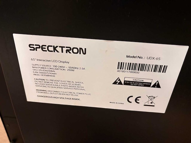 2017 specktron udx-65 interactive touchscreen 65” - afbeelding 2 van  5