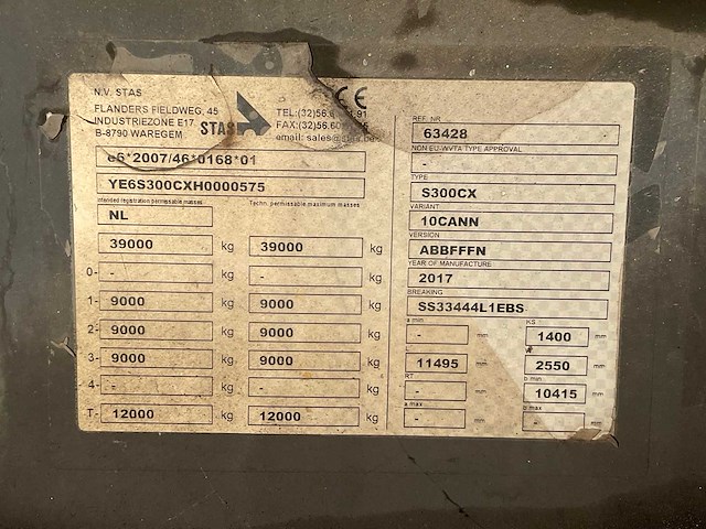 2017 stas s300cx oplegger - afbeelding 16 van  19