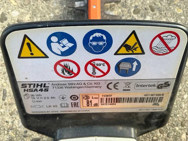 2017 stihl hsa45 heggenschaar - afbeelding 8 van  8
